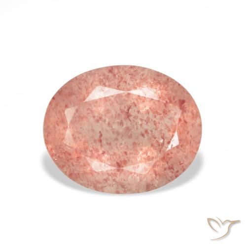 3.38ct Натуральный Малиново-розовый Клубничный кварц, Овал, Прозрачный