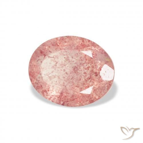2.97 карата, натуральный Medium Light-Pink Клубничный кварц, Овал, Прозрачный