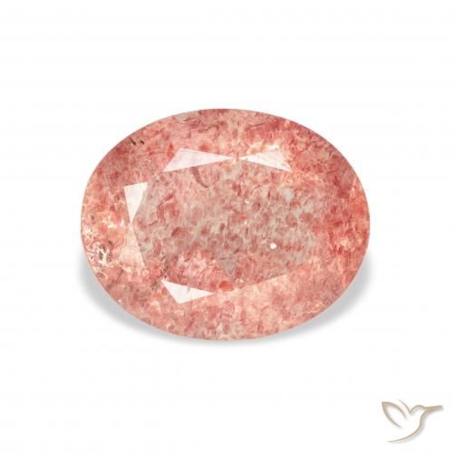 3.34ct Натуральный Малиново-розовый Клубничный кварц, Овал, Прозрачный