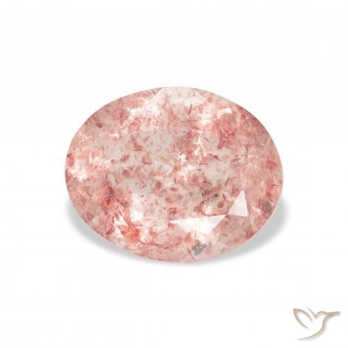 3.02 карата, натуральный Medium Light-Pink Клубничный кварц, Овал, Прозрачный