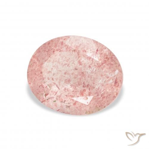 3.41 карата, натуральный Medium Light-Pink Клубничный кварц, Овал, Прозрачный