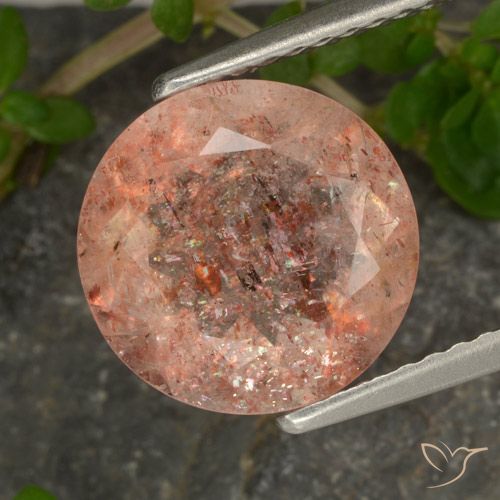 3.19ct Натуральный Светло-оранжевый тигровый Солнечный камень, Круглый, Прозрачный