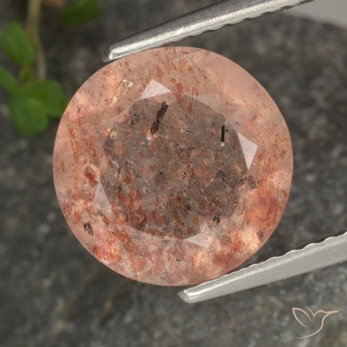 3.42ct Натуральный Светло-оранжевый Солнечный камень, Круглый, Прозрачный