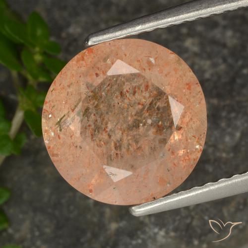 3.36ct Натуральный Светло-персиковый апельсин Солнечный камень, Круглый, Прозрачный