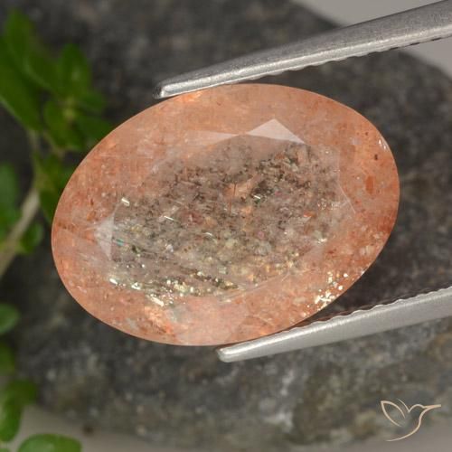 5.54ct Натуральный Medium Light-Orange Солнечный камень, Овал, Полупрозрачный