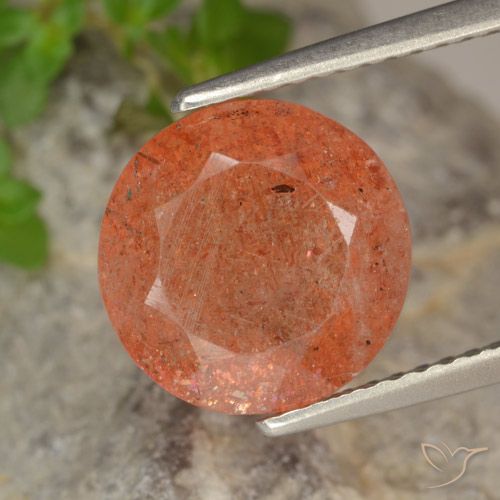 3.81ct Натуральный Средний апельсин Солнечный камень, Круглый, Полупрозрачный