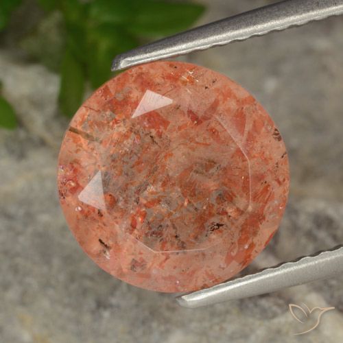 3.73ct Натуральный Красновато-оранжевый Солнечный камень, Круглый, Полупрозрачный