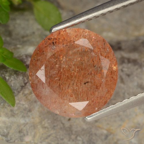 3.20ct Натуральный Средний апельсин Солнечный камень, Круглый, Полупрозрачный