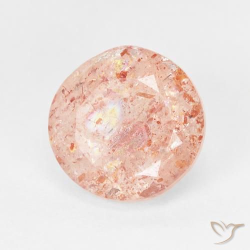 3.45 карата, натуральный Light Grapefruit Pink Солнечный камень, Круглый, Прозрачный