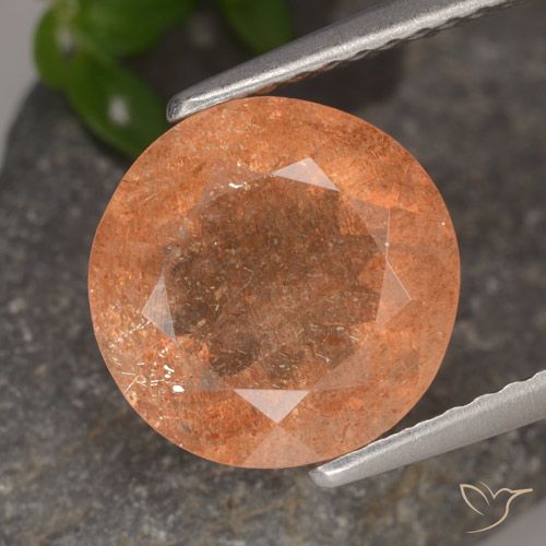 3.36ct Натуральный Средний апельсин Солнечный камень, Круглый, Полупрозрачный
