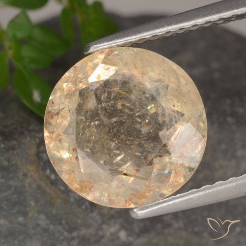 3.49ct Натуральный Канталупа Апельсин Солнечный камень, Круглый, Прозрачный