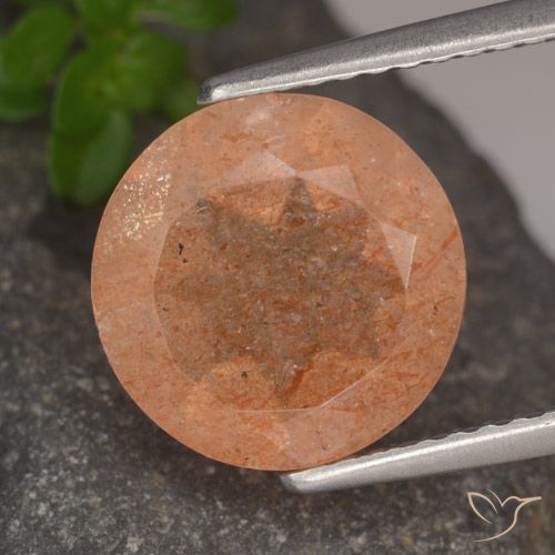 3.41ct Натуральный Светло-оранжевый Солнечный камень, Круглый, Полупрозрачный