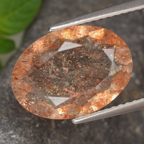 4.17 карата, натуральный Имбирь апельсин Солнечный Камень, Огранка Овал, Прозрачный