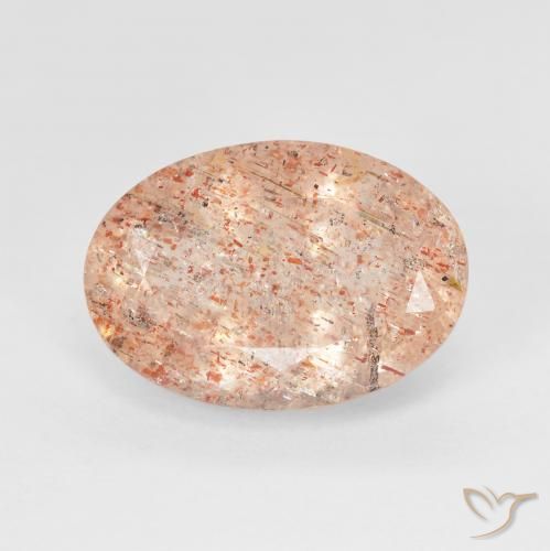 5.74ct Натуральный Перскиково-оранжевый Солнечный камень, Овал, Прозрачный