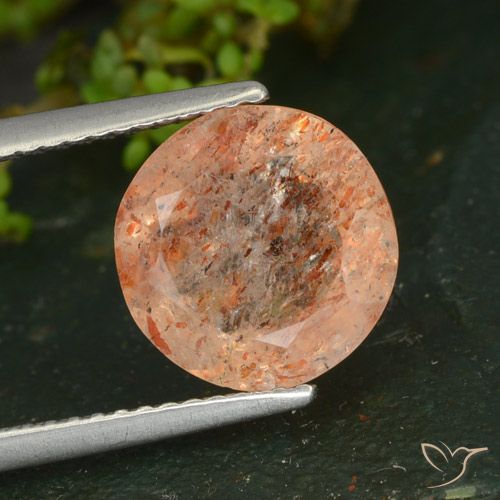 3.24ct Натуральный Светло-оранжевый Солнечный камень, Круглый, Прозрачный