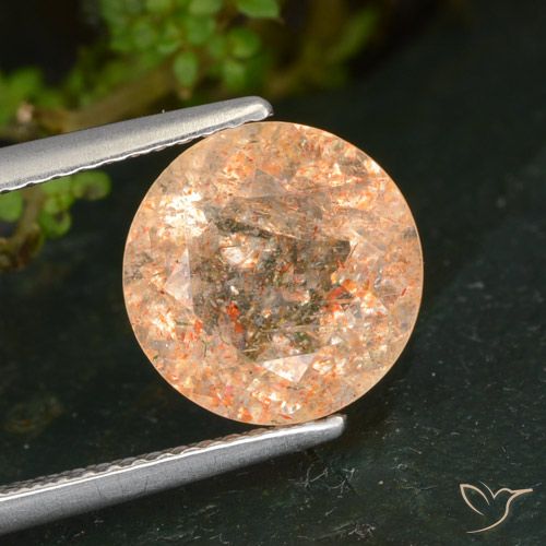 3.56ct Натуральный Светло-оранжевый Солнечный камень, Круглый, Прозрачный