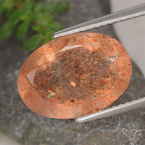 4.88ct Натуральный Красновато-оранжевый Солнечный камень, Овал, Полупрозрачный