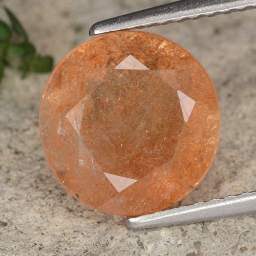 3.51ct Натуральный Ям Апельсин Солнечный камень, Круглый, Полупрозрачный