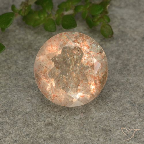 2.32ct Натуральный Светло-оранжевый Солнечный камень, Круглый, Полупрозрачный
