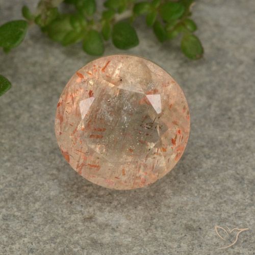 3.39ct Натуральный Светло-оранжевый тигровый Солнечный камень, Круглый, Полупрозрачный