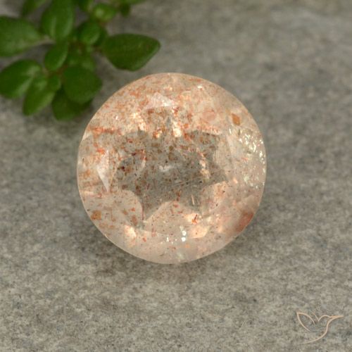 2.88ct Натуральный Светло-оранжевый тигровый Солнечный камень, Круглый, Полупрозрачный
