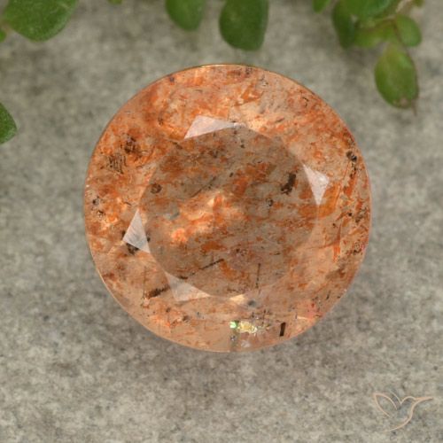 3.17ct Натуральный Теплый апельсин Солнечный камень, Круглый, Полупрозрачный