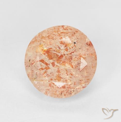 2.45ct Натуральный Светло-оранжевый Солнечный камень, Круглый, Полупрозрачный