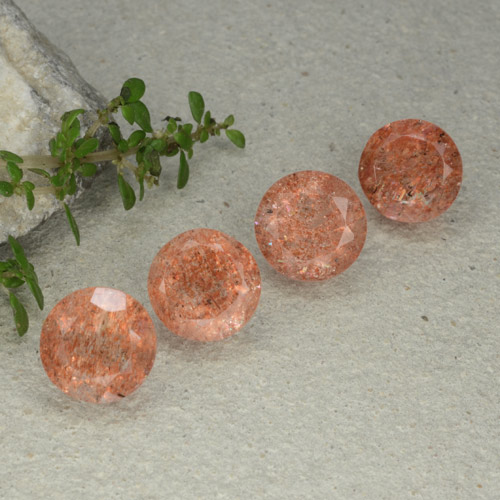 10.77 карата, натуральный Красновато-оранжевый Солнечный Камень, Огранка Круг, Полупрозрачный