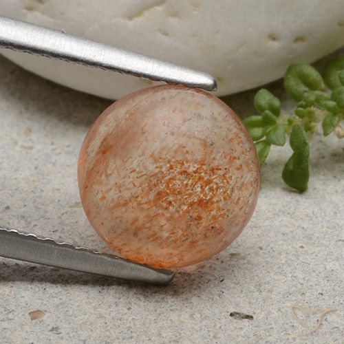 1.99ct Натуральный Светло-оранжевый Солнечный камень, Круглый, Полупрозрачный
