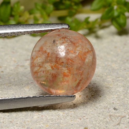 2.17ct Натуральный Средний апельсин Солнечный камень, Круглый, Полупрозрачный
