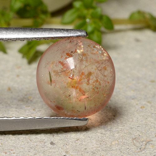 1.75ct Натуральный Светло-оранжевый Солнечный камень, Круглый, Полупрозрачный