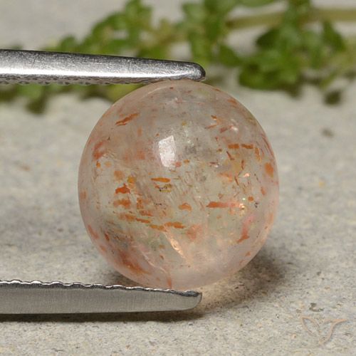 2.24ct Натуральный Светло-оранжевый тигровый Солнечный камень, Круглый, Полупрозрачный