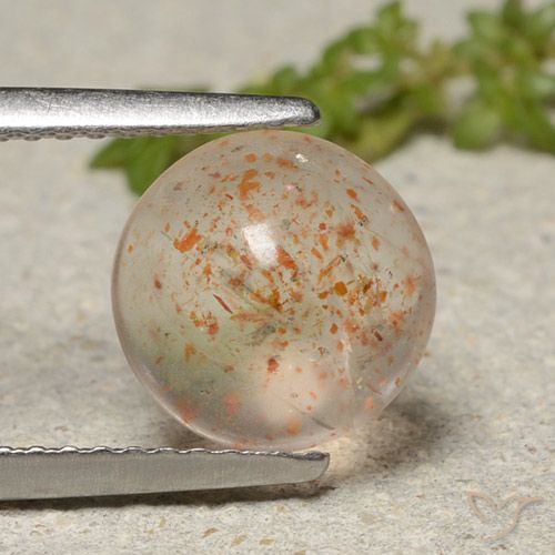 2.16ct Натуральный Светло-оранжевый Солнечный камень, Круглый, Полупрозрачный