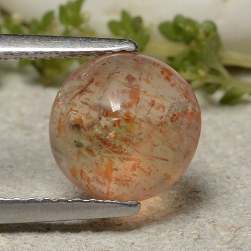 2.10ct Натуральный Красновато-оранжевый Солнечный камень, Круглый, Полупрозрачный