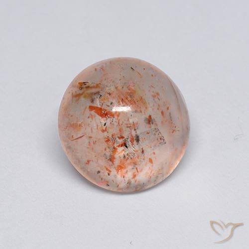 2.13ct Натуральный Перскиково-оранжевый Солнечный камень, Круглый, Прозрачный