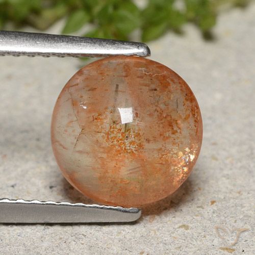 2.00ct Натуральный Средний апельсин Солнечный камень, Круглый, Полупрозрачный