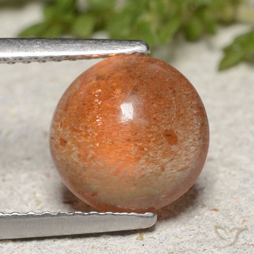 2.00ct Натуральный Средний апельсин Солнечный камень, Круглый, Полупрозрачный