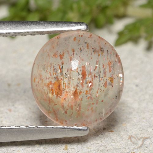 1.99ct Натуральный Оранжево-белый Солнечный камень, Круглый, Полупрозрачный