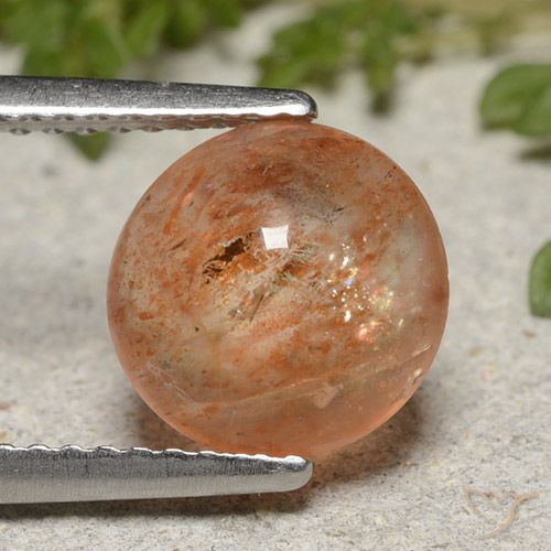 2.12ct Натуральный Средний апельсин Солнечный камень, Круглый, Полупрозрачный