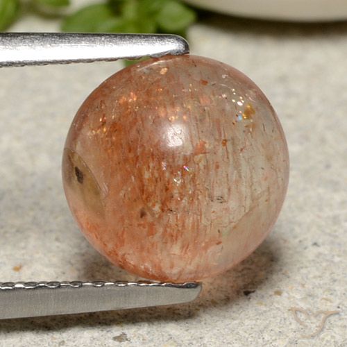 2.29ct Натуральный Красновато-оранжевый Солнечный камень, Круглый, Полупрозрачный