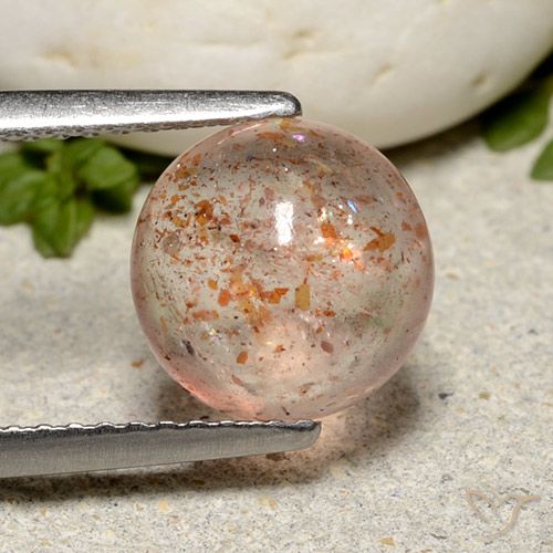 2.30ct Натуральный Светло-оранжевый Солнечный камень, Круглый, Полупрозрачный