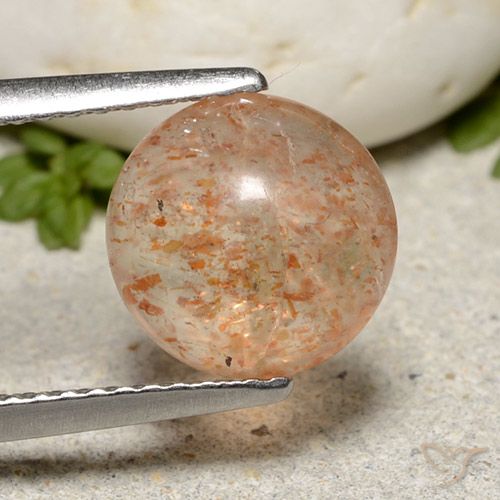 2.24ct Натуральный Светло-оранжевый Солнечный камень, Круглый, Полупрозрачный