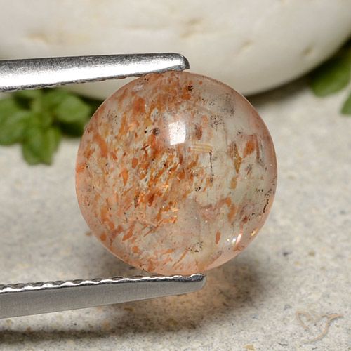 1.91ct Натуральный Средний апельсин Солнечный камень, Круглый, Полупрозрачный