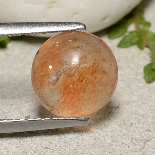 2.53ct Натуральный Теплый апельсин Солнечный камень, Круглый, Полупрозрачный