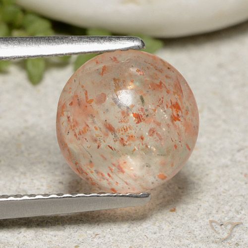2.22ct Натуральный Светло-оранжевый Солнечный камень, Круглый, Полупрозрачный