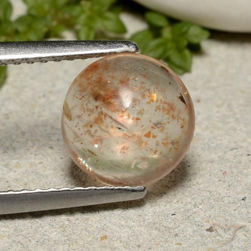 1.90ct Натуральный Светло-персиковый апельсин Солнечный камень, Круглый, Полупрозрачный
