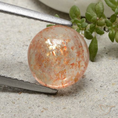 2.03ct Натуральный Светло-оранжевый тигровый Солнечный камень, Круглый, Полупрозрачный