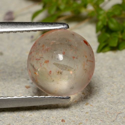 2.37ct Натуральный Светло-оранжевый Солнечный камень, Круглый, Полупрозрачный