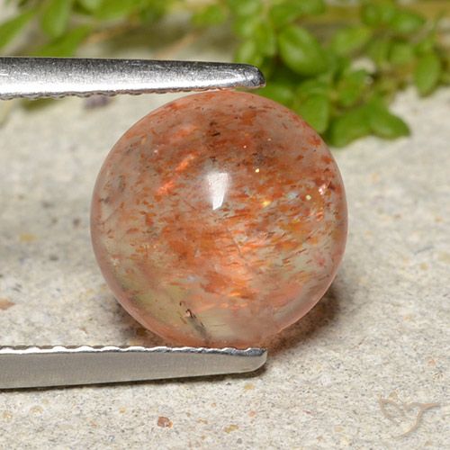2.04ct Натуральный Средний апельсин Солнечный камень, Круглый, Полупрозрачный