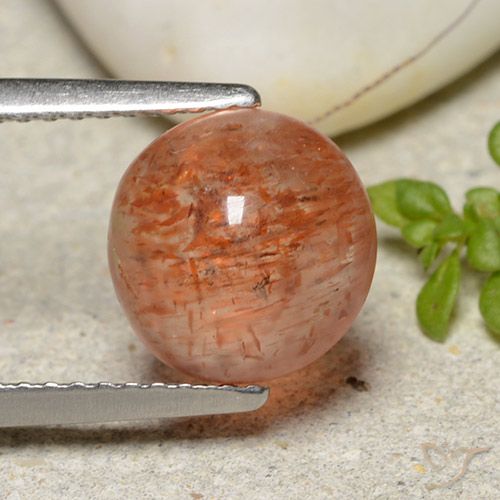 2.72ct Натуральный Красновато-оранжевый Солнечный камень, Круглый, Полупрозрачный